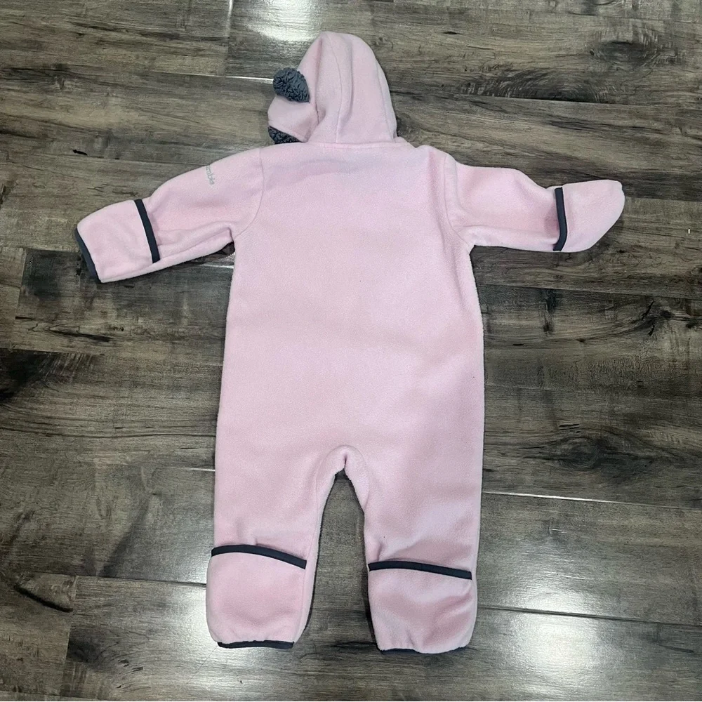 Columbia Infant Baby 6-12 Months Tiny Bear II Bunting Fleece One Piece Zip Pink